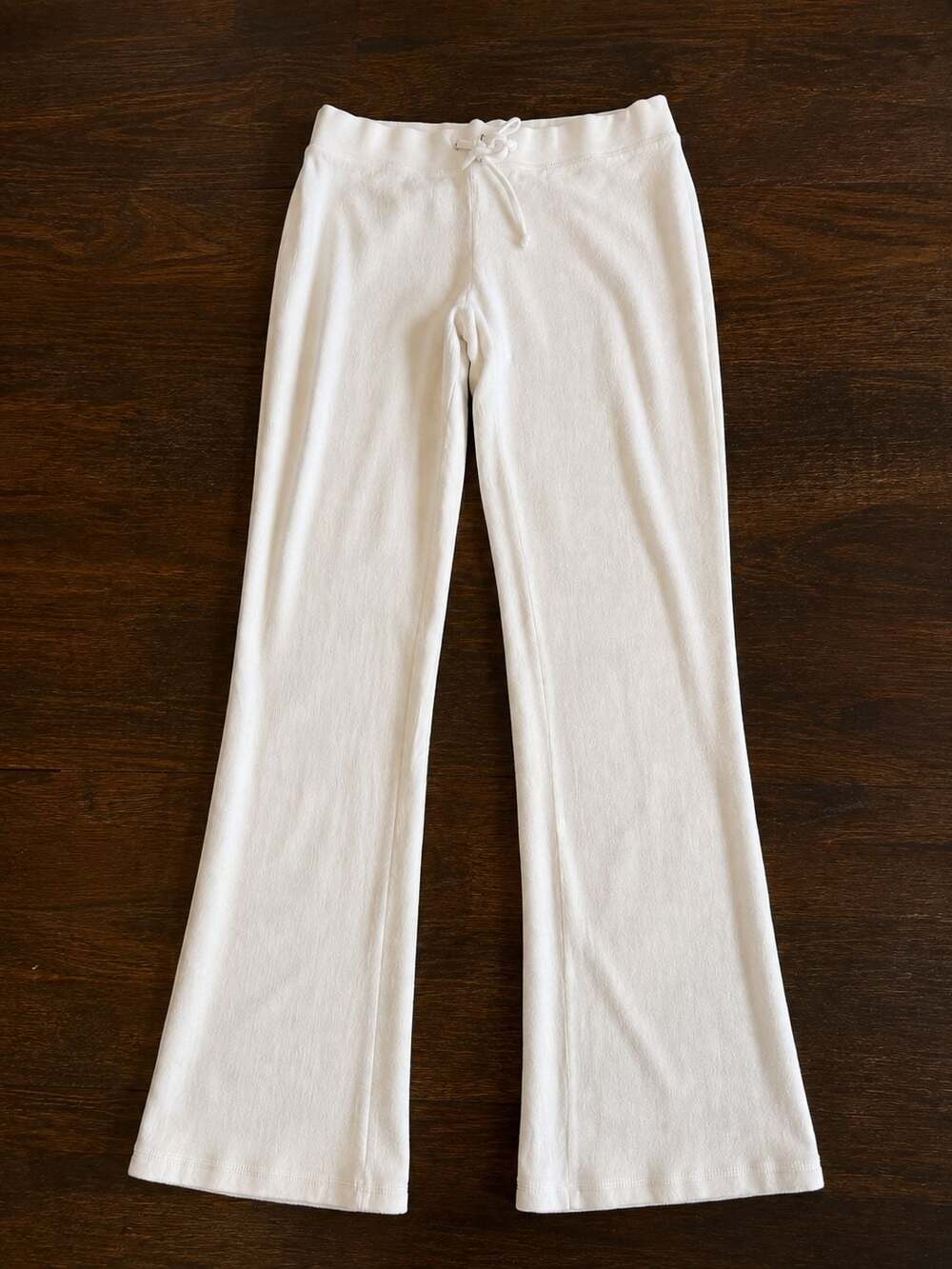 Juicy Couture White Velour Drawstring Flare Pants